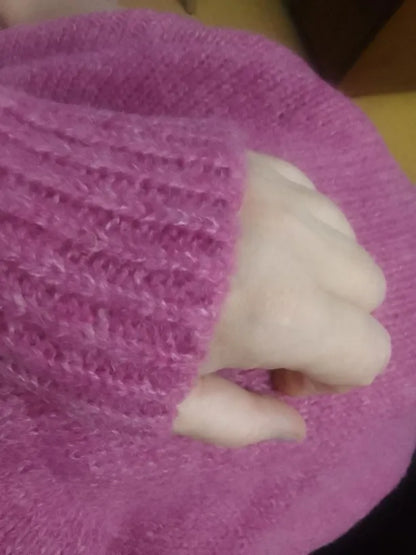 Winter Women Dress Fall Sweater Women Dress Long Sleeve Knitted Dresses Maxi Vintage Oversize Dresses Knitting Thick Warm Purple