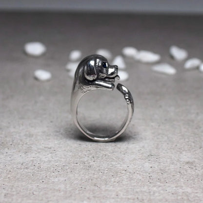 Buyee 925 Sterling Silver Dog Ring Finger for Woman Men Fashion Animal Rock Punk Big Fine Jewelry Circle with Box Gift
