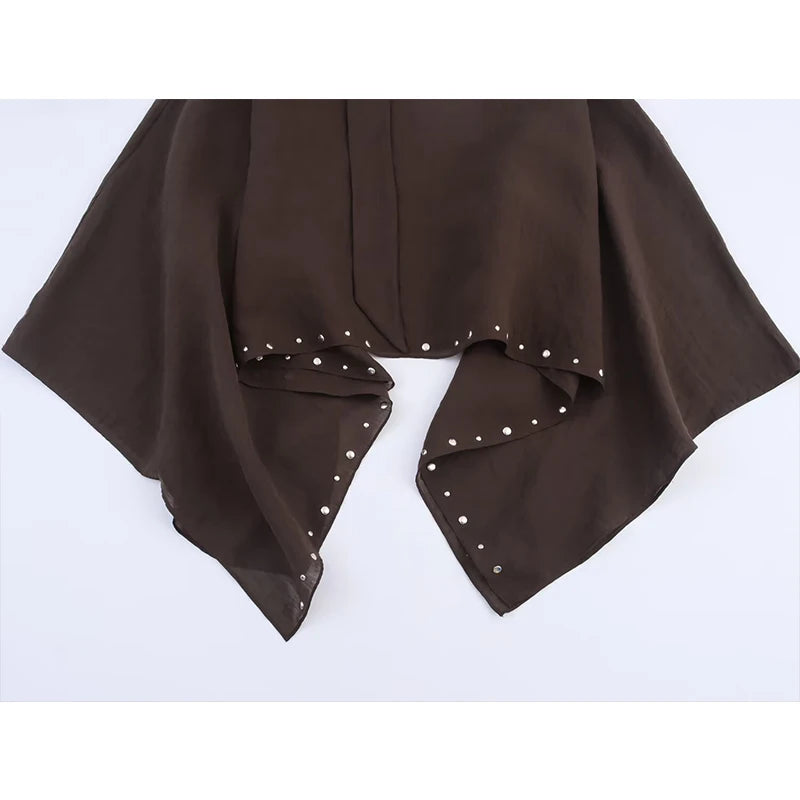 Women's Loose Cropped Cloak Jackets for Women 2025 Summer Rivet Scarf New In Cape Coats And Jackets Holiday Casual Poncho