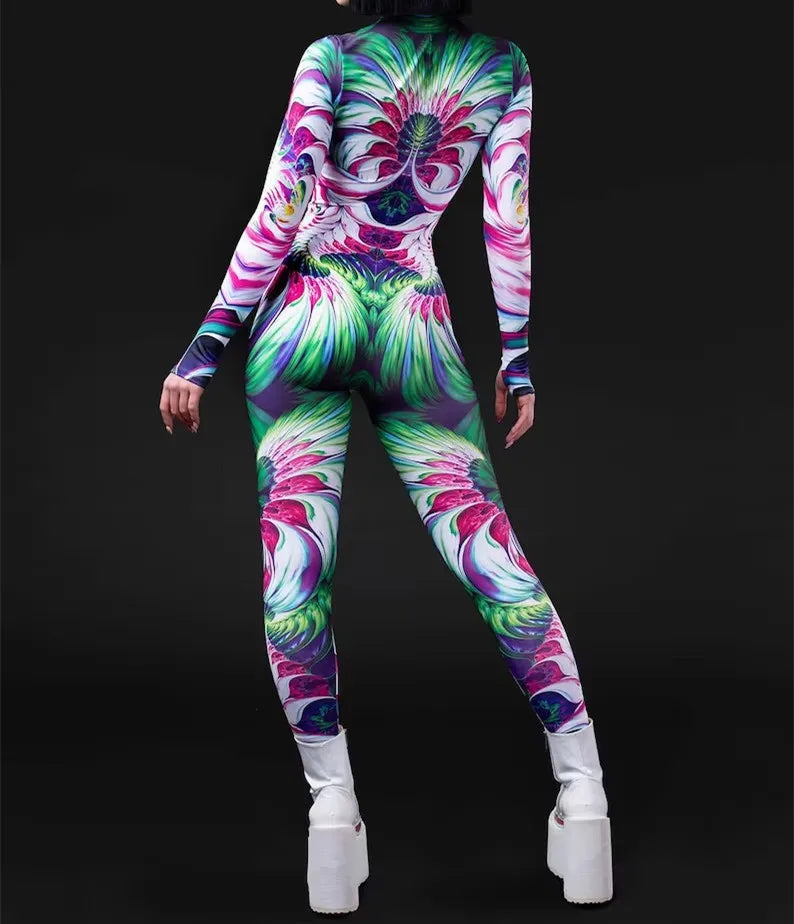 Cosplay Costume Female Woman Sexy Suit Color Element Blue Muscle Halloween Bodysuit Adults High-waisted Sports Jumpsuit