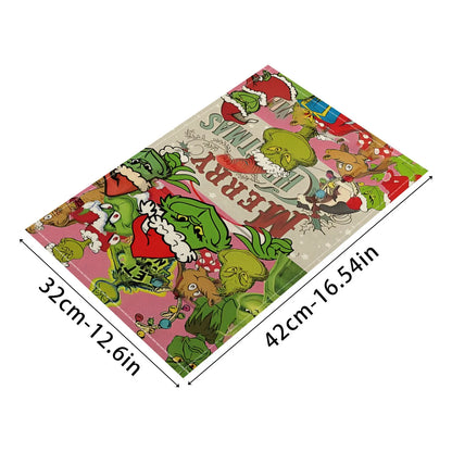 Christmas Grinch Holiday Decoration Christmas Placemat Home Kitchen Insulated Coaster Anti-Scalding Western Placemat