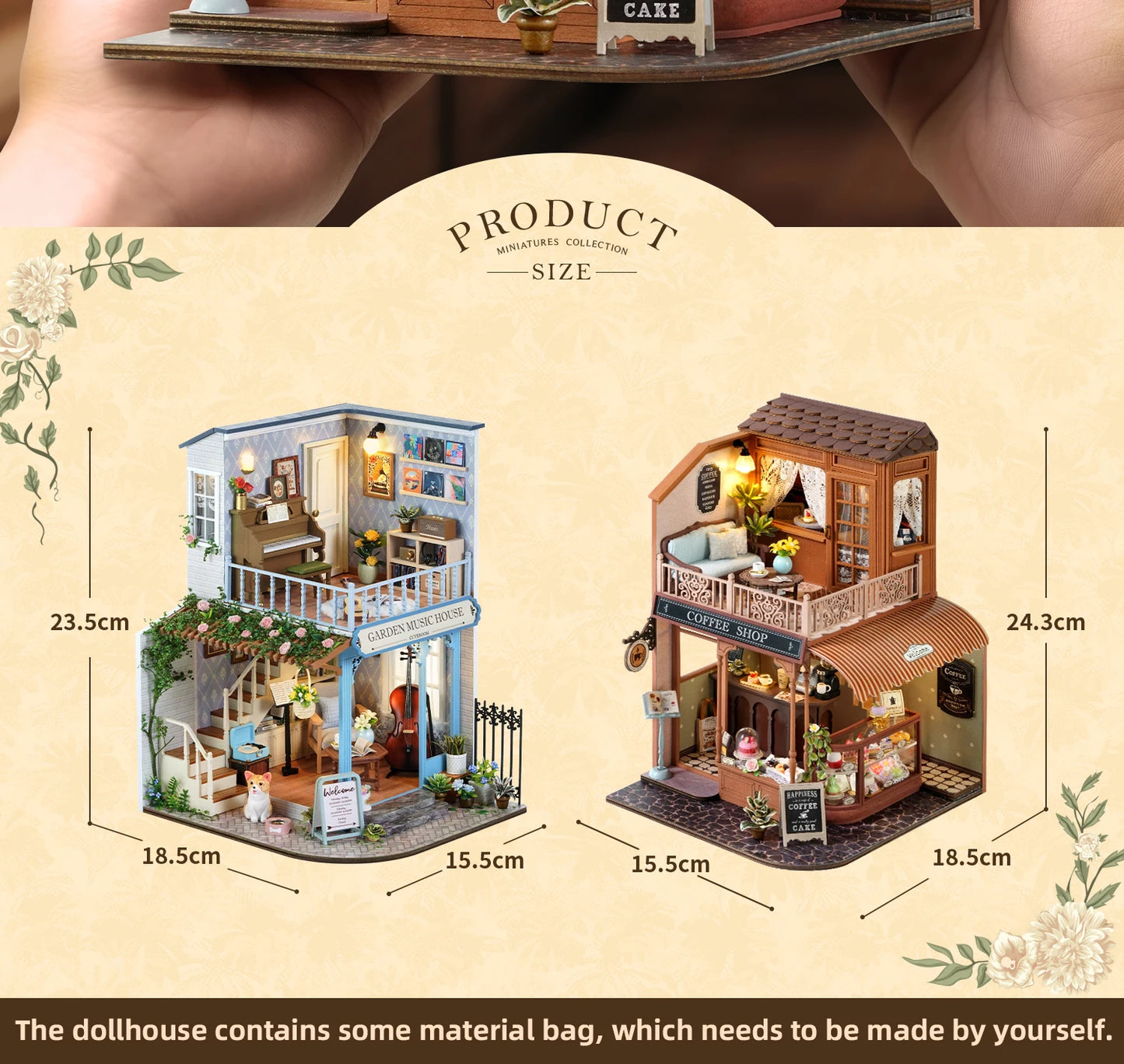 Handmade Wooden Miniature Doll House Kit 3D Puzzle Assembled Building Model Kit With LED Light DollHouses Toy For Christmas Gift