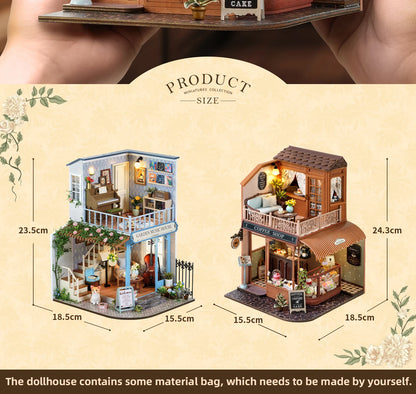 Handmade Wooden Miniature Doll House Kit 3D Puzzle Assembled Building Model Kit With LED Light DollHouses Toy For Christmas Gift