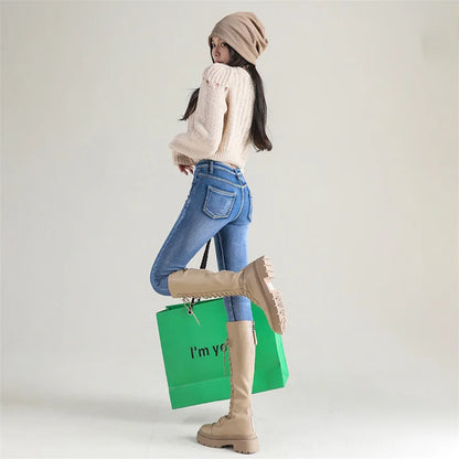 New Winter Women Snow Thermal Fleece Skinny Jeans Casual Lady Warm Velvet Thick Pencil Pants Female Basic Fleece Denim Trousers