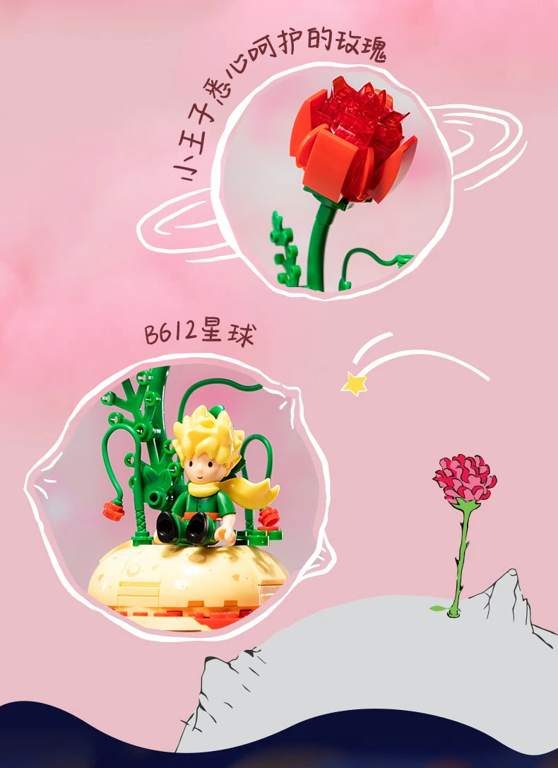 Le Petit Prince Building Blocks Rose Eternal Dream Scene Assembly Toys Model Ornaments Building Blocks Children Gifts