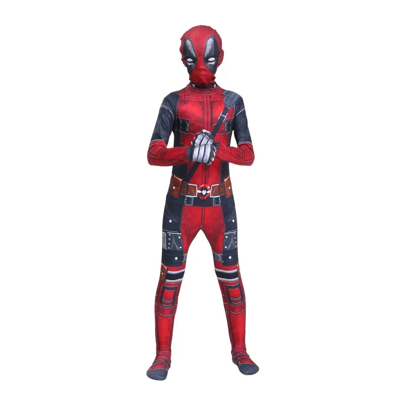 Dead Cosplay Pool Cosplay Kid Costume Child Superhero Roleplay Disguise Outfits Headgear Gloves Halloween Party Fantasia Suits