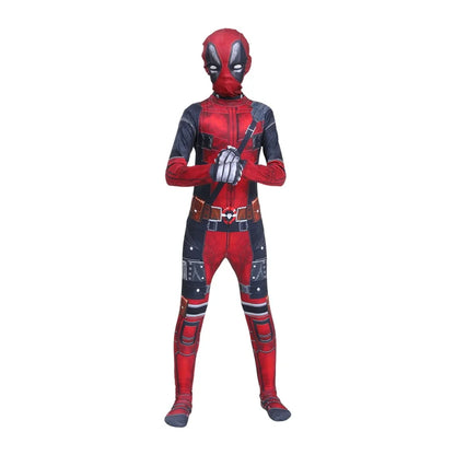 Dead Cosplay Pool Cosplay Kid Costume Child Superhero Roleplay Disguise Outfits Headgear Gloves Halloween Party Fantasia Suits