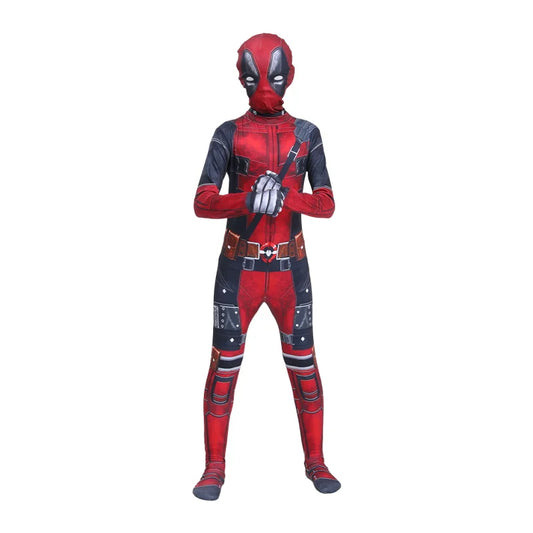 Dead Cosplay Pool Cosplay Kid Costume Child Superhero Roleplay Disguise Outfits Headgear Gloves Halloween Party Fantasia Suits