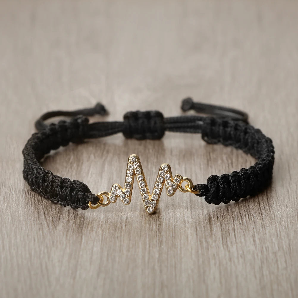 Romantic Cardiac signal Metal Thread Bracelet Red Black Couple Bangles Chain Pulsera Jewelry Gift for Friend