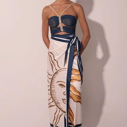 Fashion Women's Bikini Solid Color Printing One-Piece Strap 2024 Designer Trendy New Sexy Summer Beach Swimsuit