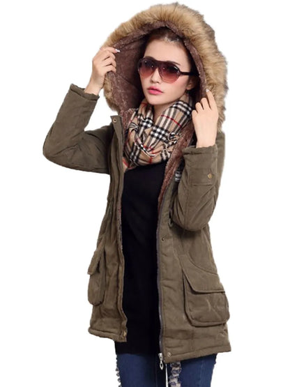 Fitaylor New Winter Women Jacket Medium-long Thicken Outwear Hooded Wadded Coat Slim Parka Cotton-padded Jacket Overcoat