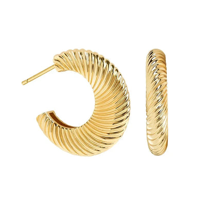 925 Sterling Silver Ear Needle Vintage C Shape Earrings For Women Triple Open Circle Piercing Stud Earrings Fashion Jewelry