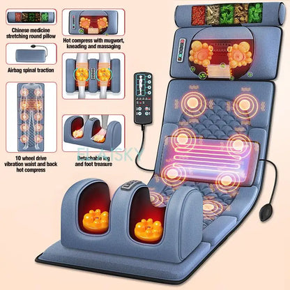 From USA Electric Massage Mattress Vibrating Heating Infrared Massager Cushion For Neck Back Foot Full Body Pain Stress Relief