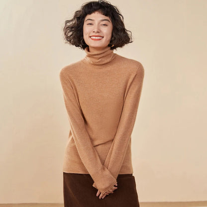 New Women's Cashmere Sweater 100% Pure Cashmere Knitted High Collar Hoodie Hot Selling Soft Solid Color Women's Top