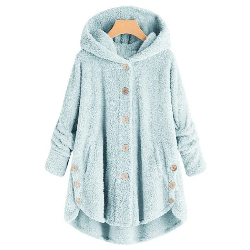 Autumn Winter Coat Women Warm Teddy Bear Coat Wool Jacket Female Plush Coat Hooded Jacket New Women's Coats Solid Color Jacket