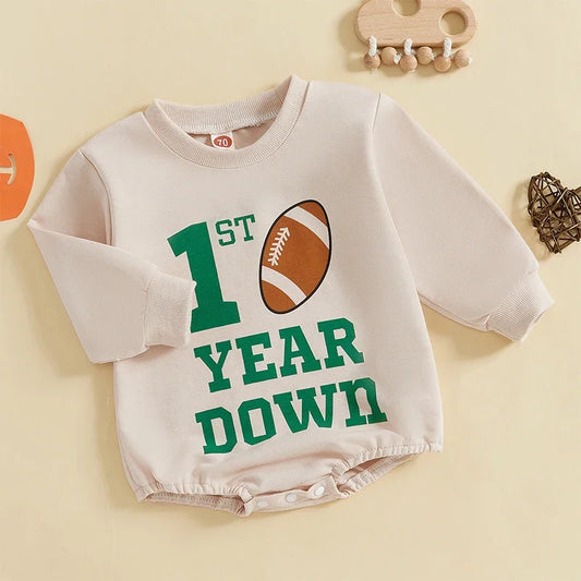 Baby Boys Letter Rugby Print Sweatshirts Rompers  Long Sleeve Toddler Jumpsuit Newborn Fall Spring Clothes