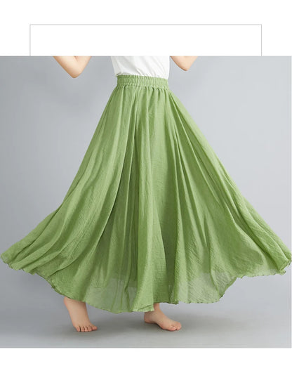 Fashion Solid Cotton Linen Women Skirts Maxi Elegant Harajuku Saia Casual Loose Long Skirt Ladies Clothes Faldas Ropa Mujer