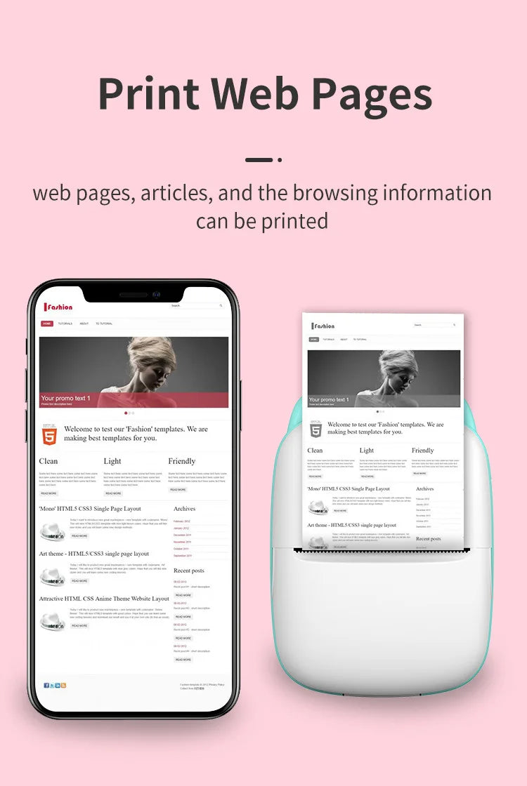 ZWN Portable Bluetooth Mini Printer Mobile Phone Photo Title Note Print Pocket Student Error Label Printer for Children's Gifts