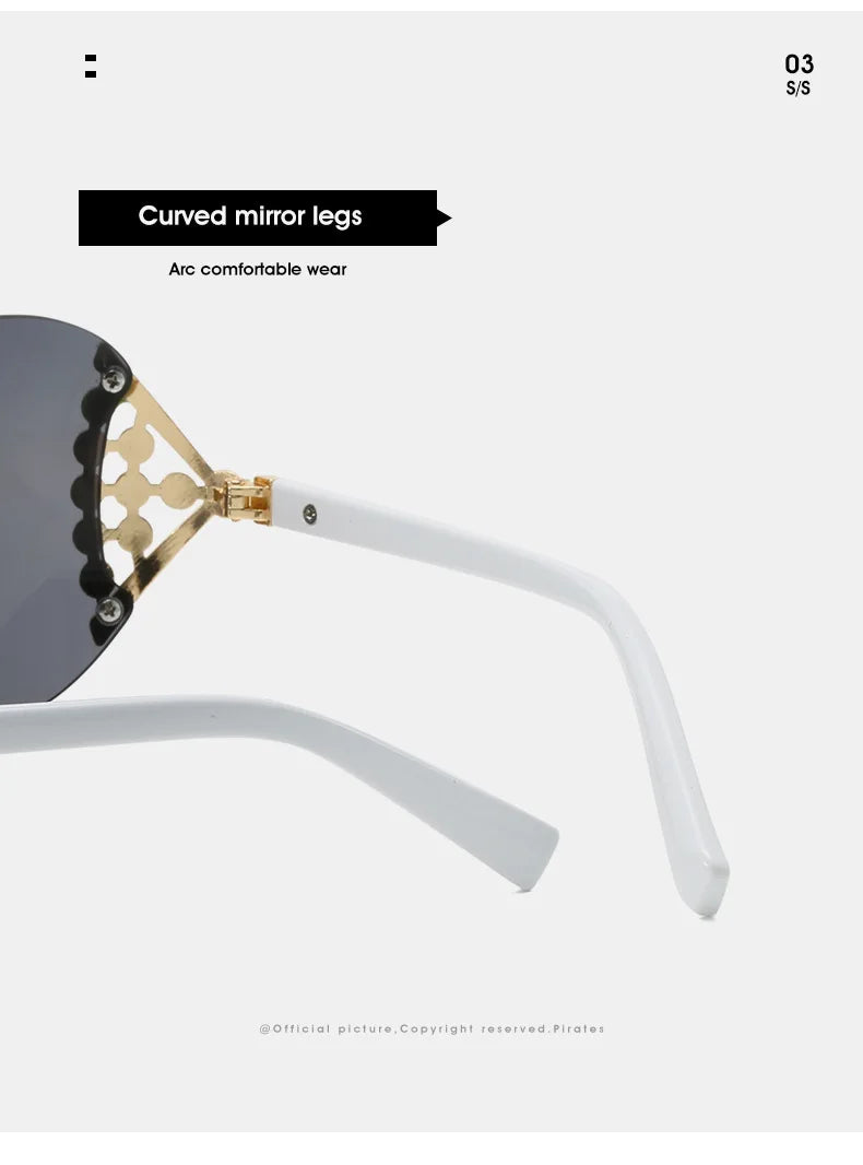 Luxury One-Piece Rimless Sunglasses Oversized Diamond Brand Designer Sun Glasses for Women Steampunk Eyewear UV400 Oculos De Sol