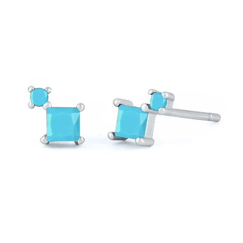 925 Sterling Silver Needle Small Geometry Triangle Crystal Stud Earring for Woman Lovers' Couples Bling Simple Piercing Earrings