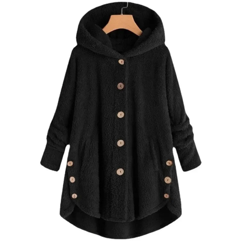 Autumn Winter Coat Women Warm Teddy Bear Coat Wool Jacket Female Plush Coat Hooded Jacket New Women's Coats Solid Color Jacket