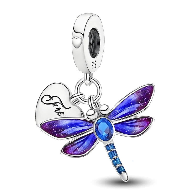 Original 925 Sterling Silver Charms Beads Glowing Luminous Bee Firefly Butterfly Pendant for Bracelet Bangle Charm DIY Jewelry