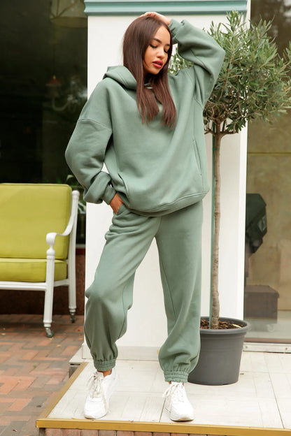autumn tracksuit outfit set Women Two Piece Set hoodies Hooked Leisure Wide Leg Long Pants Sets Slim Fit Office Ladies Autumn