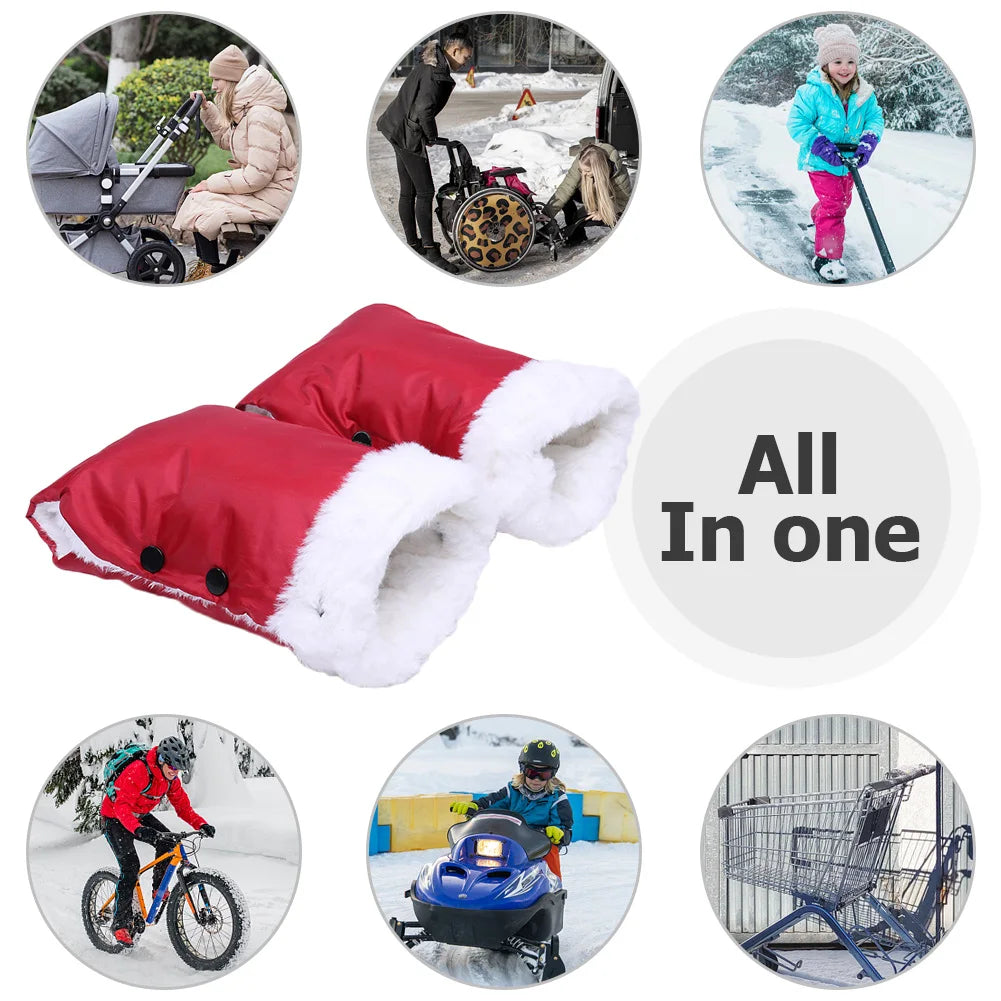 Strollers Fleece Hand Muff Waterproof Baby Stroller Mittens Windproof Thick Warm Baby Buggy Handcover Stroller Accessories