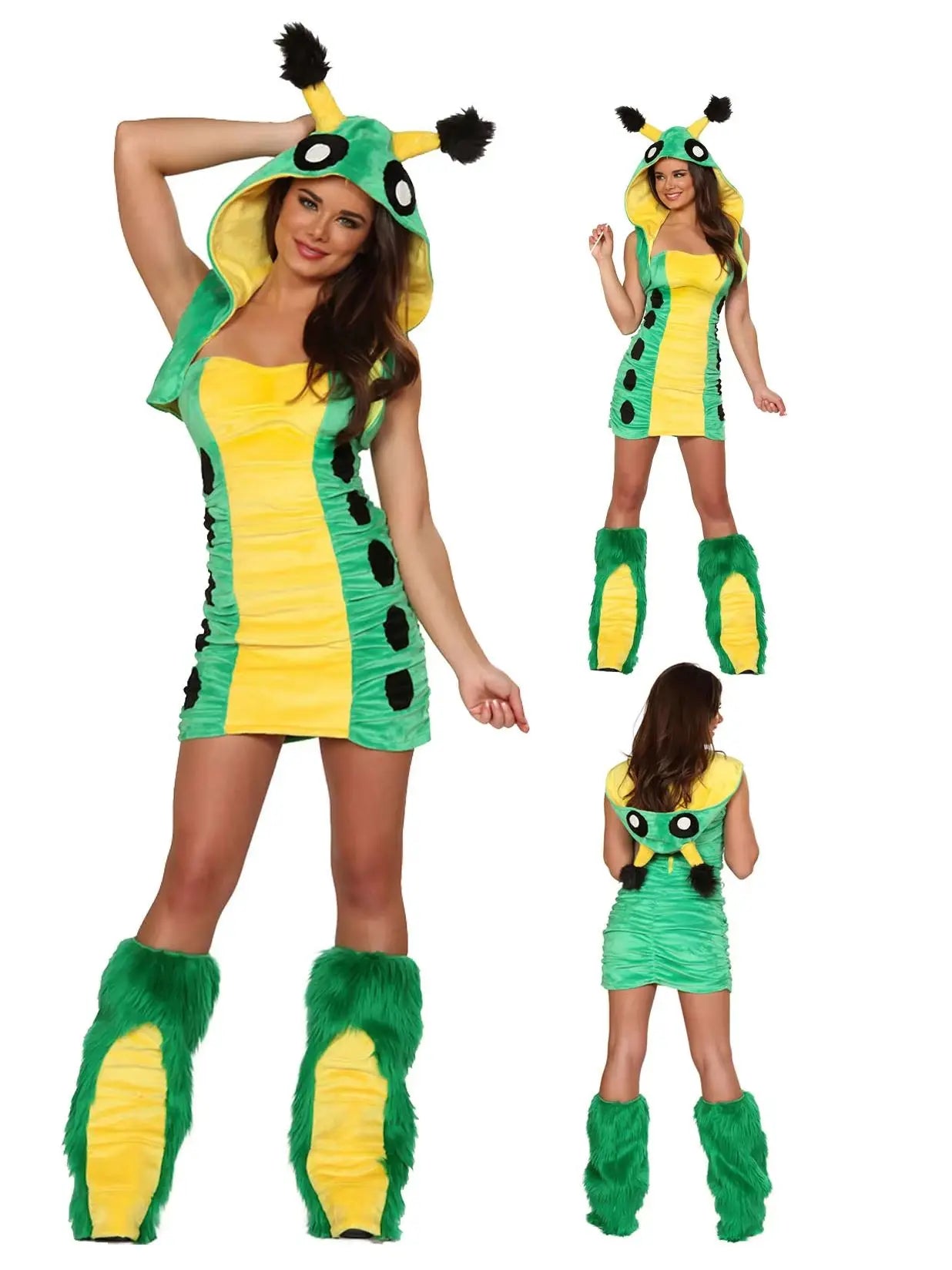 Sexy plush costume set for women with big tails, wolves, leopards, penguins, frogs, caterpillars, role-playing, winter Halloween