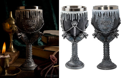 GOT Goblet 200ml High Quality Resin Stainless Steel Wine Glass Champagne Goblet Halloween Christmas Gift Fantasy Retro Drinkware