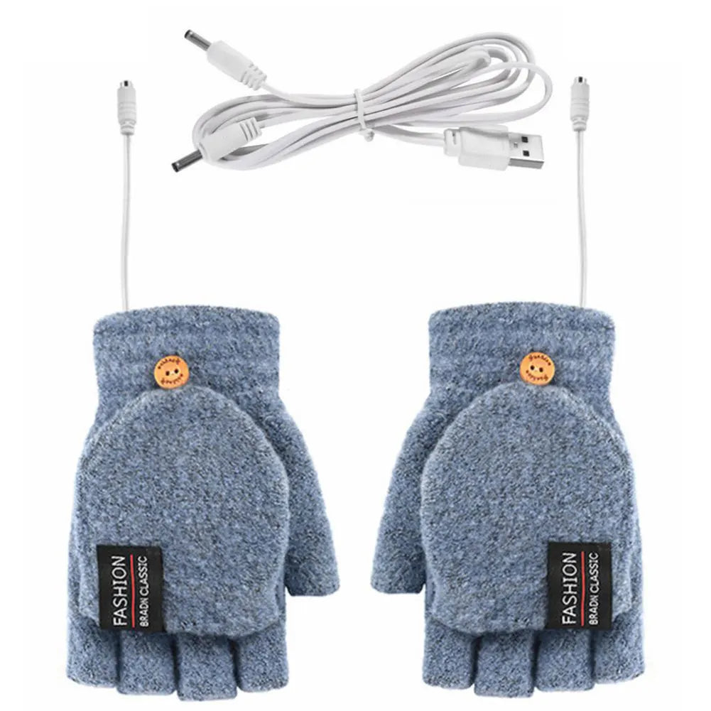USB Electric Heated Gloves Adjustable Temperature Full Half Finger Warmer Touchscreen Electric Thermal Gloves Warm Winter Warmer