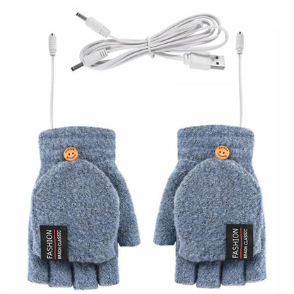 USB Electric Heated Gloves Adjustable Temperature Full Half Finger Warmer Touchscreen Electric Thermal Gloves Warm Winter Warmer