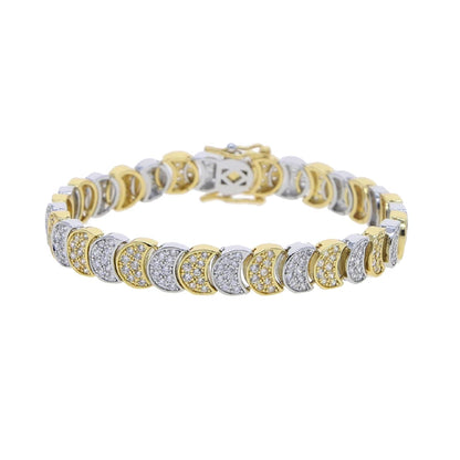 Two Tone Gold Color Paved 5A Cubic Zirconia CZ Moon Shaped Charm Link Chain Fashion Women Bracelet 2025 Gift
