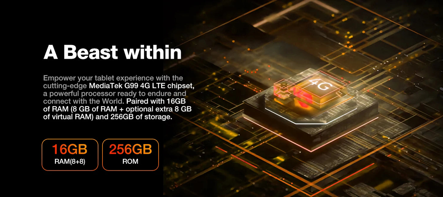 AGM P2 Active 11" FHD Rugged Tablet, IP68 Waterproof/Dustproof, 8GB RAM+256GB, Android 14, G99, Widevine L1 P2W Durable Pad