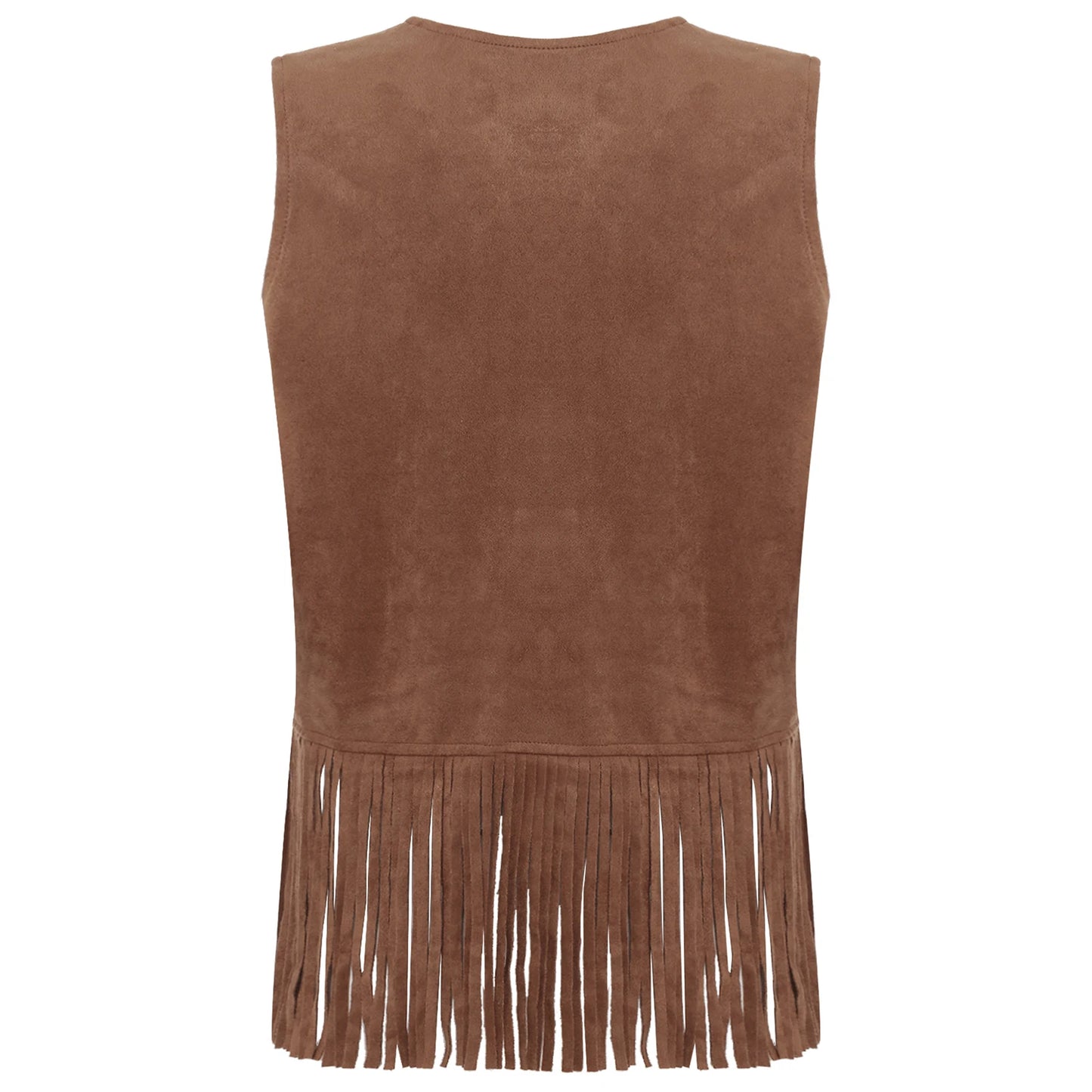 Womens Western Cowgirl Hippy Cosplay Costume Vintage Hollow Out Tassel Tank Tops Fringe Vest 70s Disco Faux Suede Waistcoat