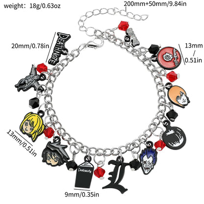 Japan Anime Death Note Bracelet Ryuk Yagami Light Charms Bracelet Hand Chain Enamel Pendant Jewelry Accessories for Fans Gifts