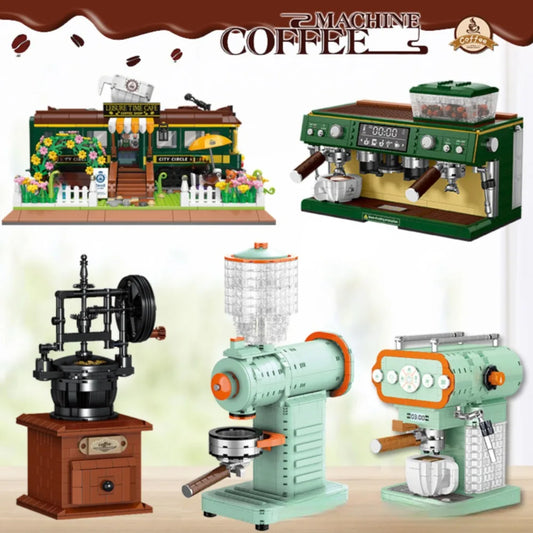 Classic Creative Coffee Machine Mini Diamond Model Building Blocks MOC Construction Bricks Collection Toy Children Xmas Gift