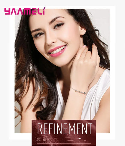 Top Sale 925 Sterling Silver Color Jewelry Gift Set Cube Cubic Zircon Necklace/Earrings/Bracelet/Ring for Wedding Engagement