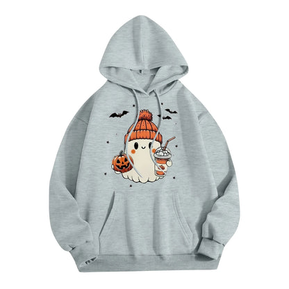 Women Halloween Printed Hoodie Casual Long Sleeve Sweatshirt Fashion Oversize Pullover Cozy Winter Streetwear Chic Loungewear