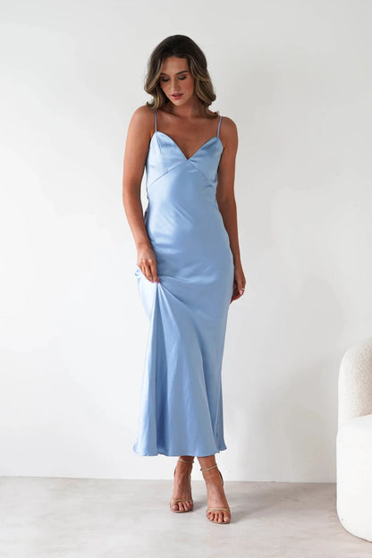 EtherealBe Sexy Satin Halter Dress in Olive Green