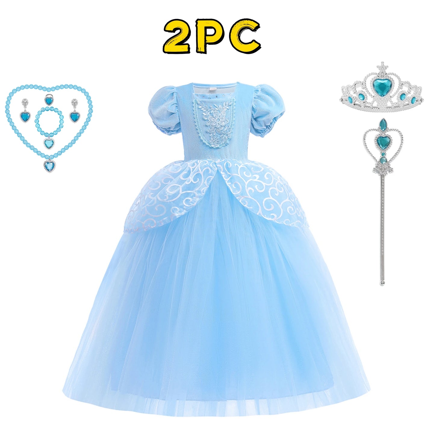 Kids Cosplay Costume Girl Summer Pageant  Fantasy Children Cinderella Carnival Clothes Princess Birthday Dress 2-10 Year
