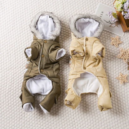 Winter Pet Dog Clothes Warm Dog Hooded Jacket Thicken Coat Jumpsuit for Small Dogs Pet Clothing For French Bulldog Puppy Outfits
