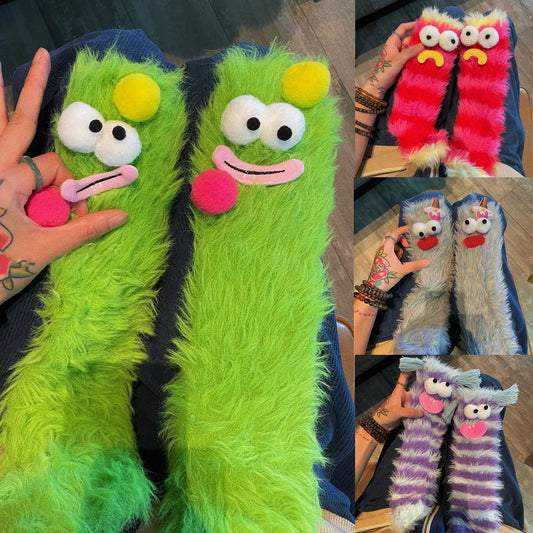 Coral Velvet Three-Dimensional Weird Socks Cartoon Thickened Warm Mid-Calf Socks New Coral Velvet Women'S Socks Strange