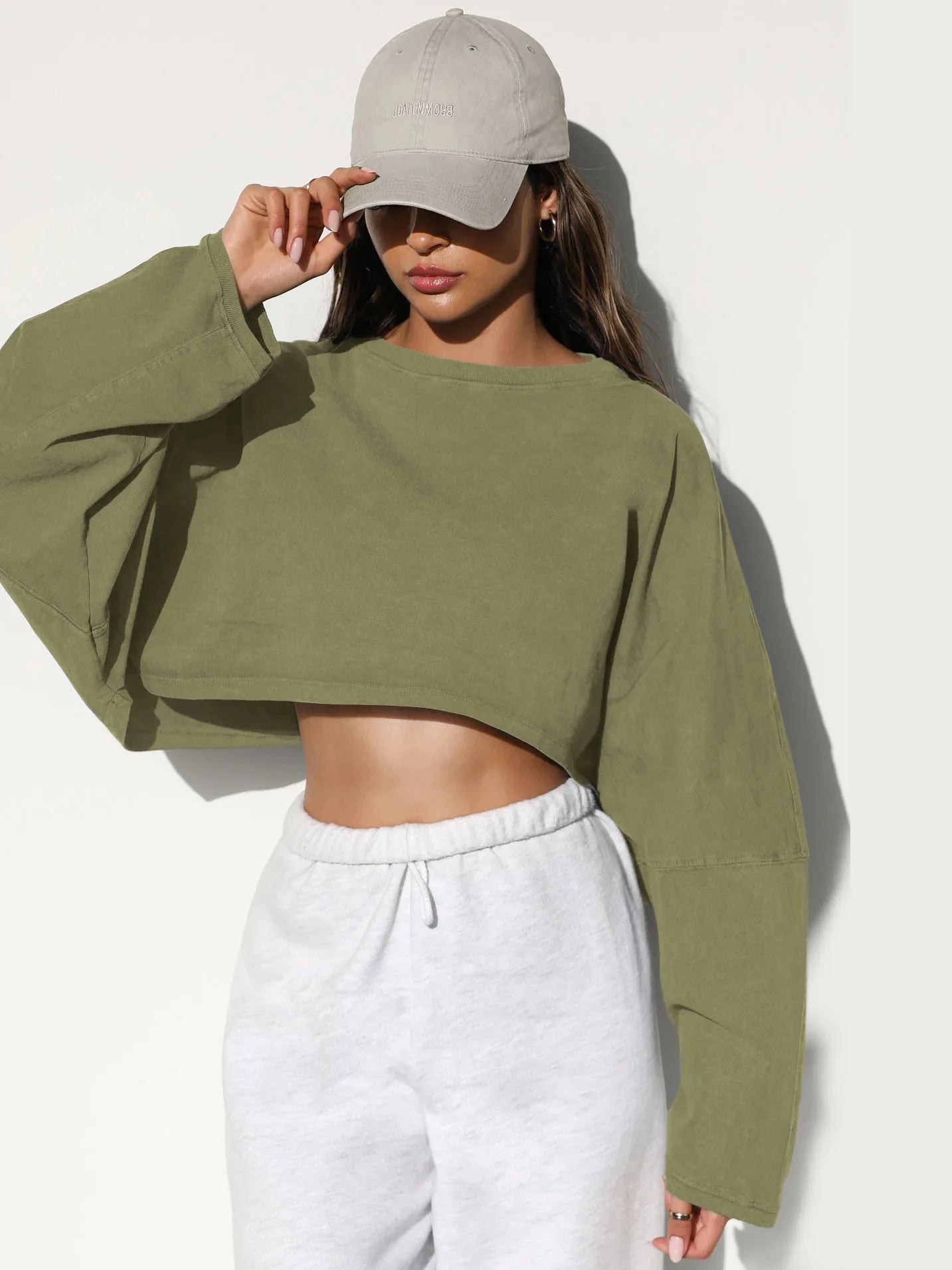 Autumn Winter Women's No Hat Hoodies Fashion O-neck Loose Long Sleeve Pullove Casual Workout Jogger Female Sexy Crop Sweatshirt