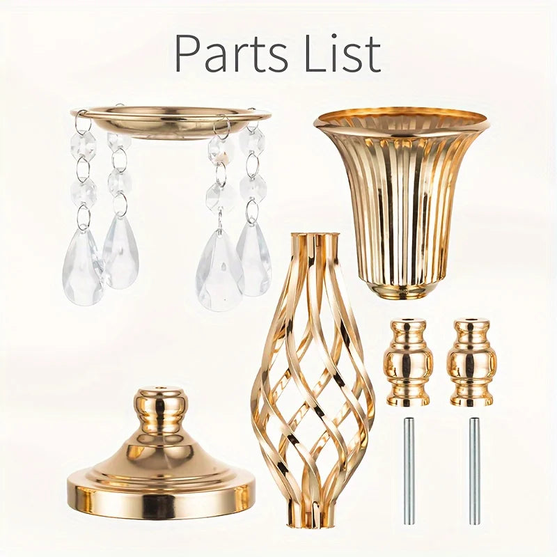 Gold Vase with Chandelier Crystal, 23.2 Inch Tall Vase Table Decorations, Wedding, Birthday Party, Halloween, Christmas Decora