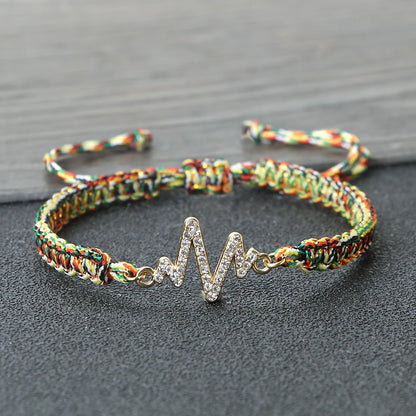 Romantic Cardiac signal Metal Thread Bracelet Red Black Couple Bangles Chain Pulsera Jewelry Gift for Friend