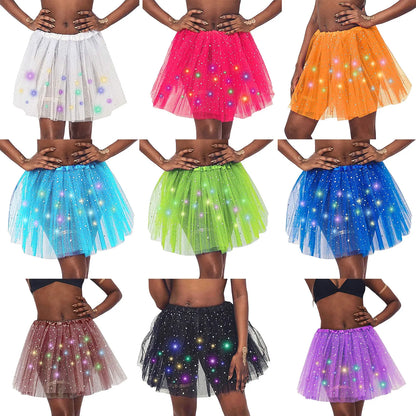 Colorful LED Halloween tutu skirt for women in various shades with sparkling lights for festive wear