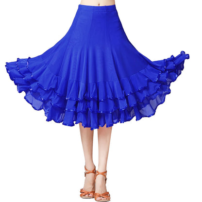 Womens Large Swing Lace Skirt Slim Wasit Dancing Ballroom Practice Lace Skirt Female Performance Skirt Women Clothing Faldas