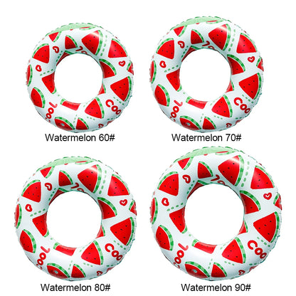 Summer Inflatable Swim Ring Watermelon Pattern PVC Pool Floats Leakproof Striped Pool Rings for Adult Kids Pool Beach Party ﻿