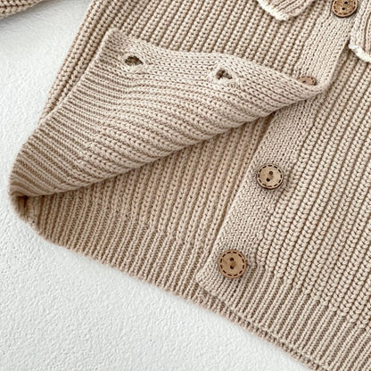 INS Spring and Autumn Infants' 0-3 Year Old Girl Baby Fashion Ruffle Collar Knitted Coat Small Cardigan Sweater Top